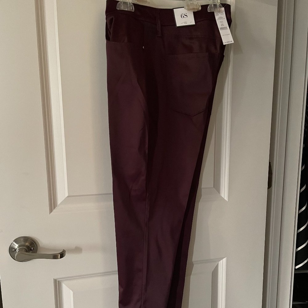 white house black market womens  slim satin slim w slit pants size 6s, Cabernet